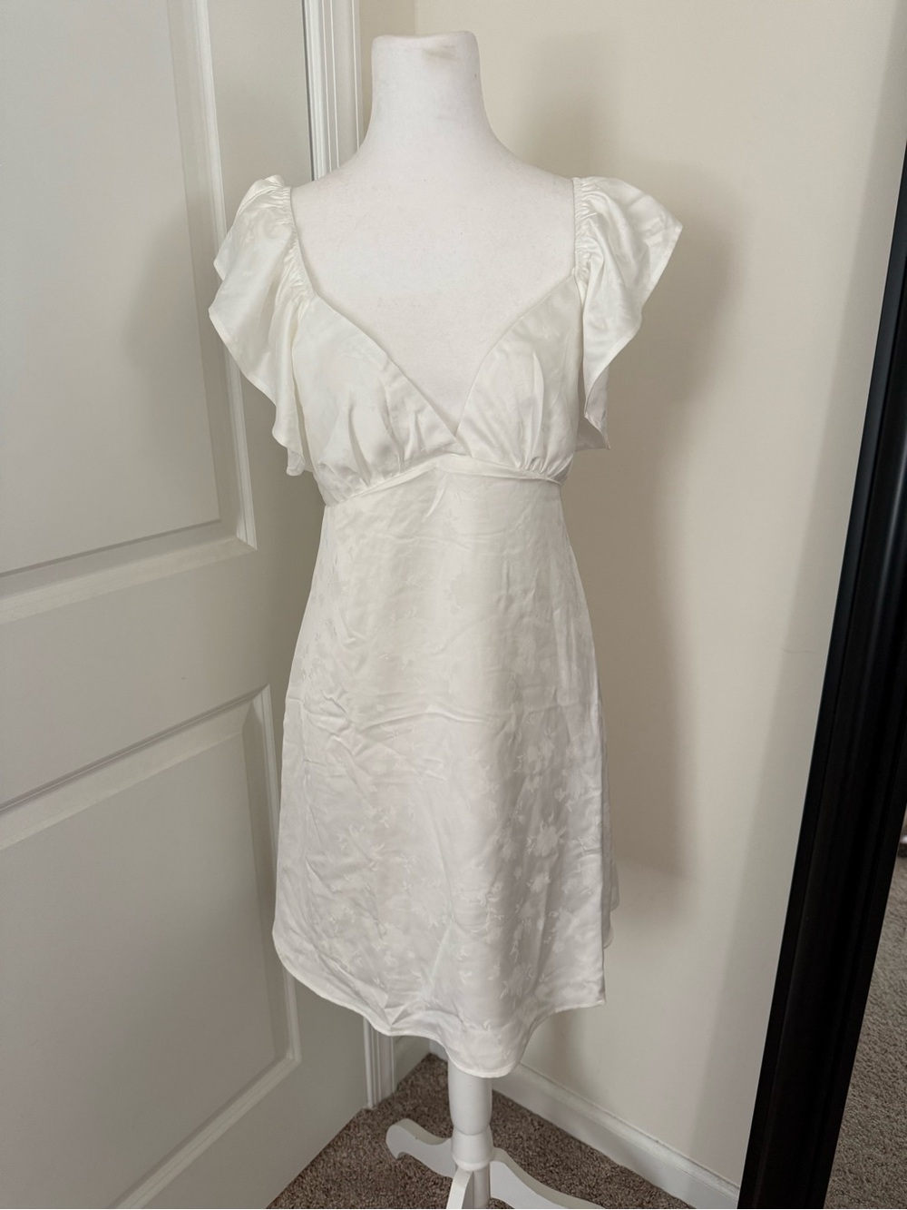 Altar’d State White Flutter Sleeve V-Neck Dress - NWT